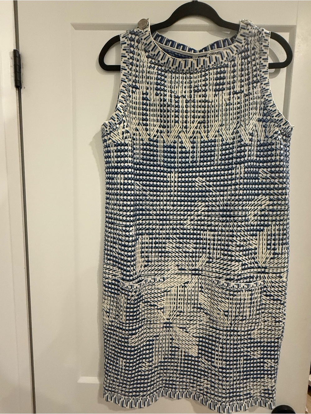 chanel blue and white dress